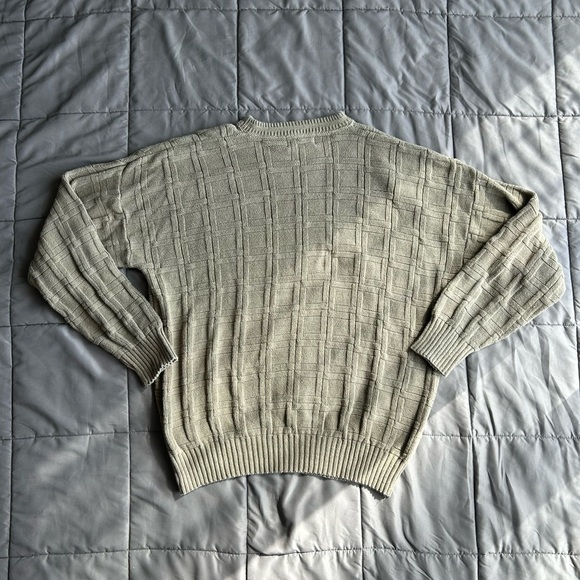 Vintage Olive green Knit square design Sweater Large - Picture 3 of 6